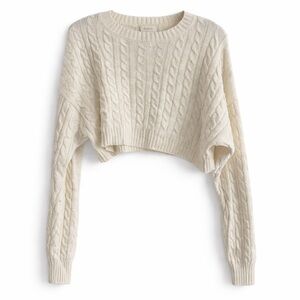 Altar’d State Cream Cable Knit Cropped Sweater Size Small